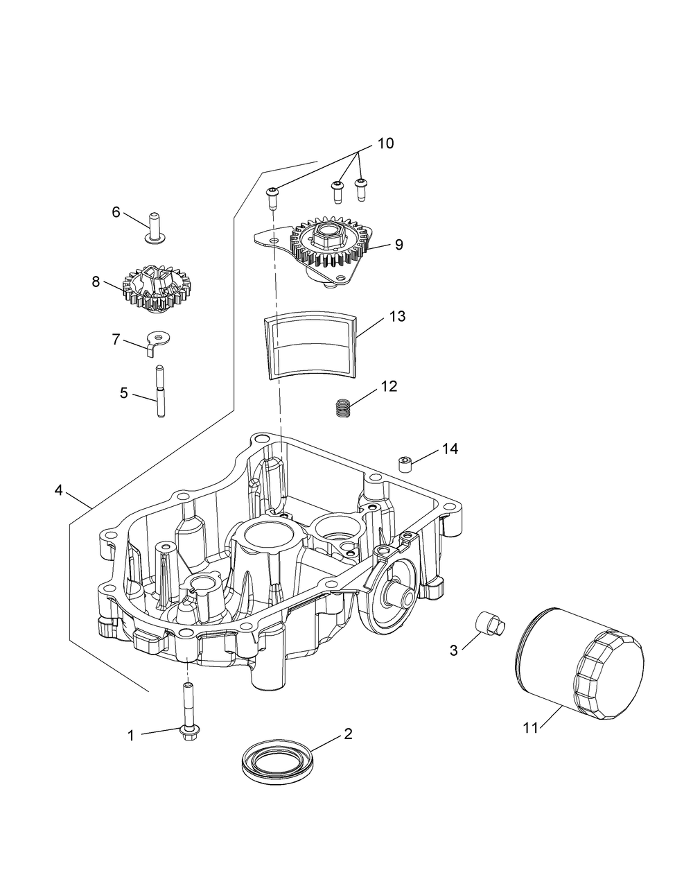 Kohler Zt730-3011 Oil Pan And Lubrication Diagram and Parts List for Z-FORCESZ48 (53ATDFJB-53ATDFJB050)(2014) Cub Cadet Lawn Tractor